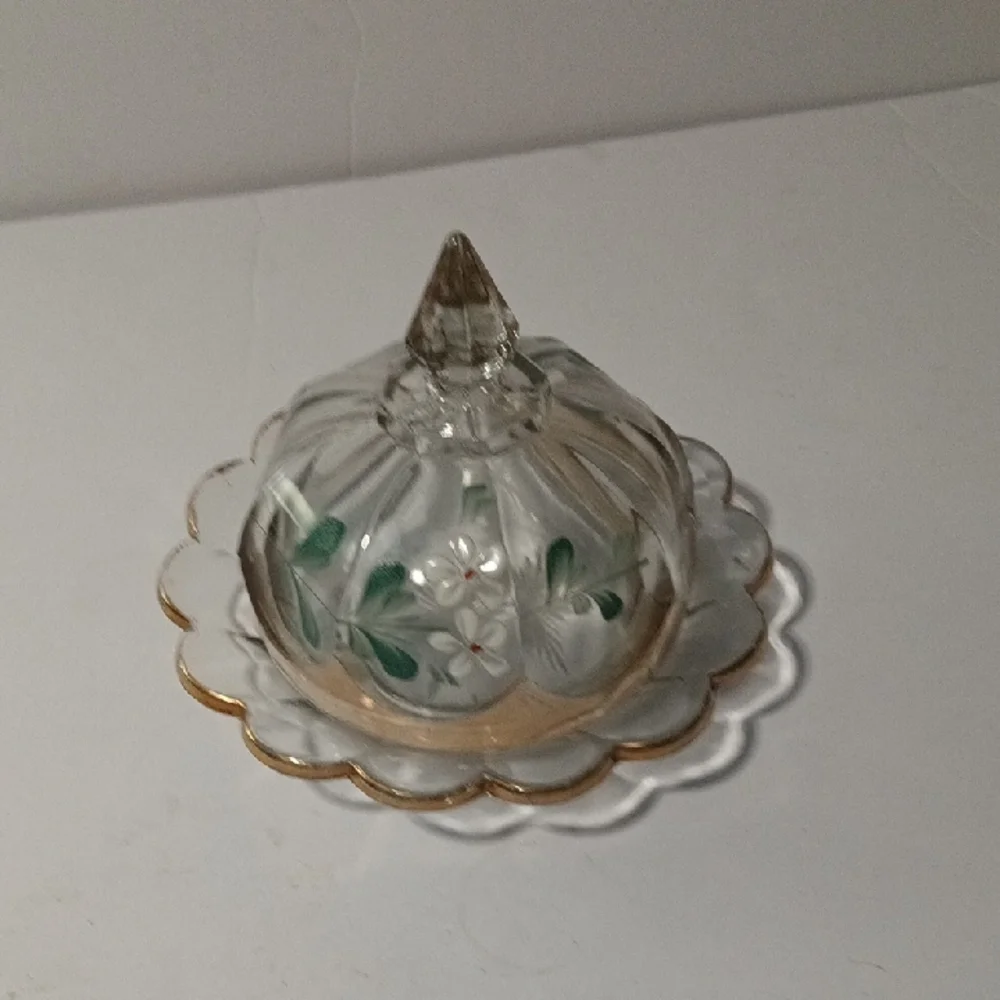 Vintage EAPG Hand Painted Cheese/ Butter Dome